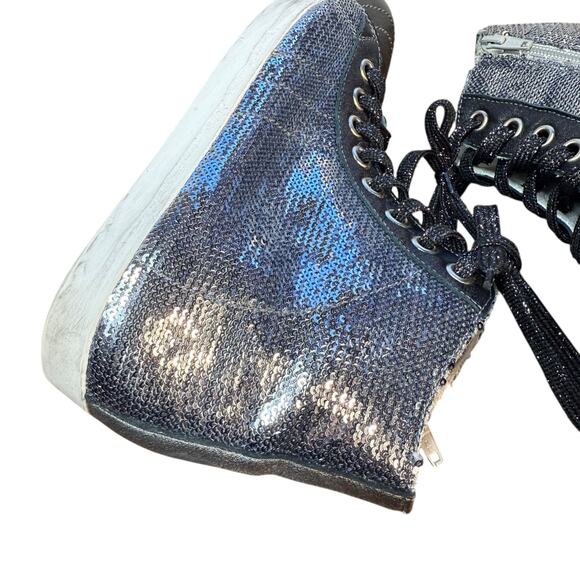 PRIMABASE Forma Women's High Top Silver Sequin Leather Sneakers Size 7.5 - Picture 10 of 12